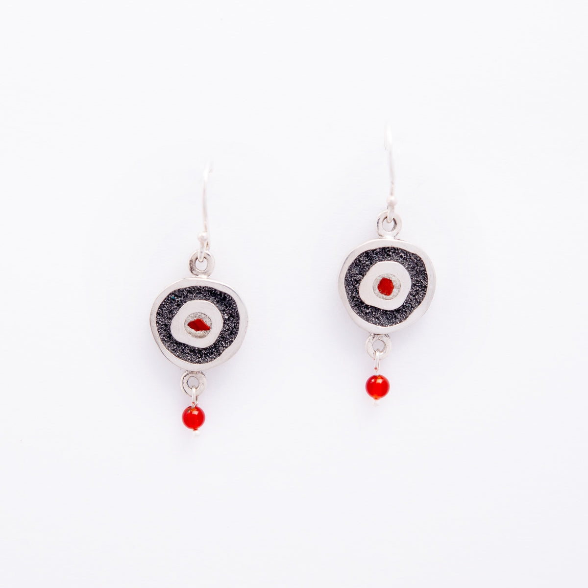 Paire De Boucles D'oreilles Disques En Argent 925 - Pendantes, Fermoir Tige Poussette, Argenté, Neuf Avec étiquettes